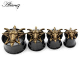 Punk Stainless Steel Cross Cat Head Ear Expansion Earrings