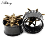 Punk Stainless Steel Cross Cat Head Ear Expansion Earrings