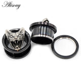 Punk Stainless Steel Cross Cat Head Ear Expansion Earrings
