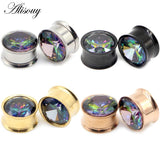 2pcs Flared Ear Plug Tunnel Zircon Crystal Earring Earlobe Piercing Screw Gauges