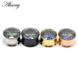 2pcs Flared Ear Plug Tunnel Zircon Crystal Earring Earlobe Piercing Screw Gauges