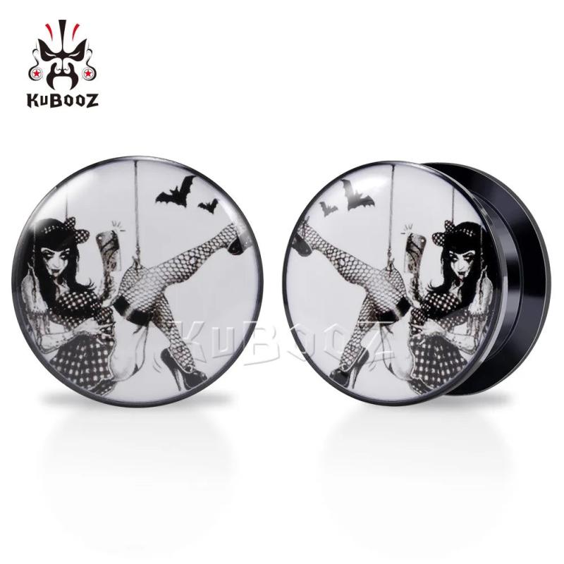 Acrylic Dark Girl Ear Plugs Gauges Earring Tunnels Body Piercing Jewelry 6-30mm