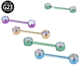ASTM F136 Titanium Multicolor Nipple Ring 14G CZ Zirconia Ear Piercing Barbell