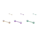 ASTM F136 Titanium Multicolor Nipple Ring 14G CZ Zirconia Ear Piercing Barbell