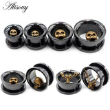 2PC Stainless Steel Skull Antlers Ear Piercing Tunnels Gauges Body Jewelry