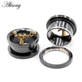 2PC Stainless Steel Skull Antlers Ear Piercing Tunnels Gauges Body Jewelry