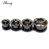 2PC Stainless Steel Skull Antlers Ear Piercing Tunnels Gauges Body Jewelry