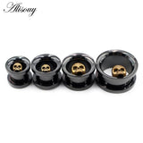 2PC Stainless Steel Skull Antlers Ear Piercing Tunnels Gauges Body Jewelry