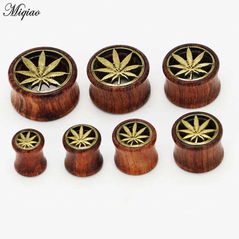 Miqiao 2pcs Wood Ear Plugs Piercing Flesh Tunnels Saddle Gauges 8-20mm