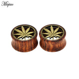 Miqiao 2pcs Wood Ear Plugs Piercing Flesh Tunnels Saddle Gauges 8-20mm