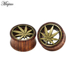 Miqiao 2pcs Wood Ear Plugs Piercing Flesh Tunnels Saddle Gauges 8-20mm