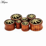 Miqiao 2pcs Wood Ear Plugs Piercing Flesh Tunnels Saddle Gauges 8-20mm