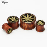 Miqiao 2pcs Wood Ear Plugs Piercing Flesh Tunnels Saddle Gauges 8-20mm