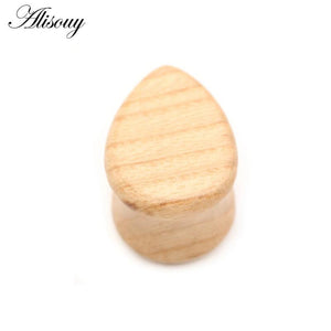 Teardrop Water Drop Wood Ear Plug Tunnel Earring Gauges Stretcher