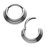 ASTM F136 Titanium 3 Tier Stacked Hinged Clicker Ring