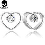 2PCS Crystal Heart Ear Gauges Plugs for Stretched Lobe Tunnels Piercing