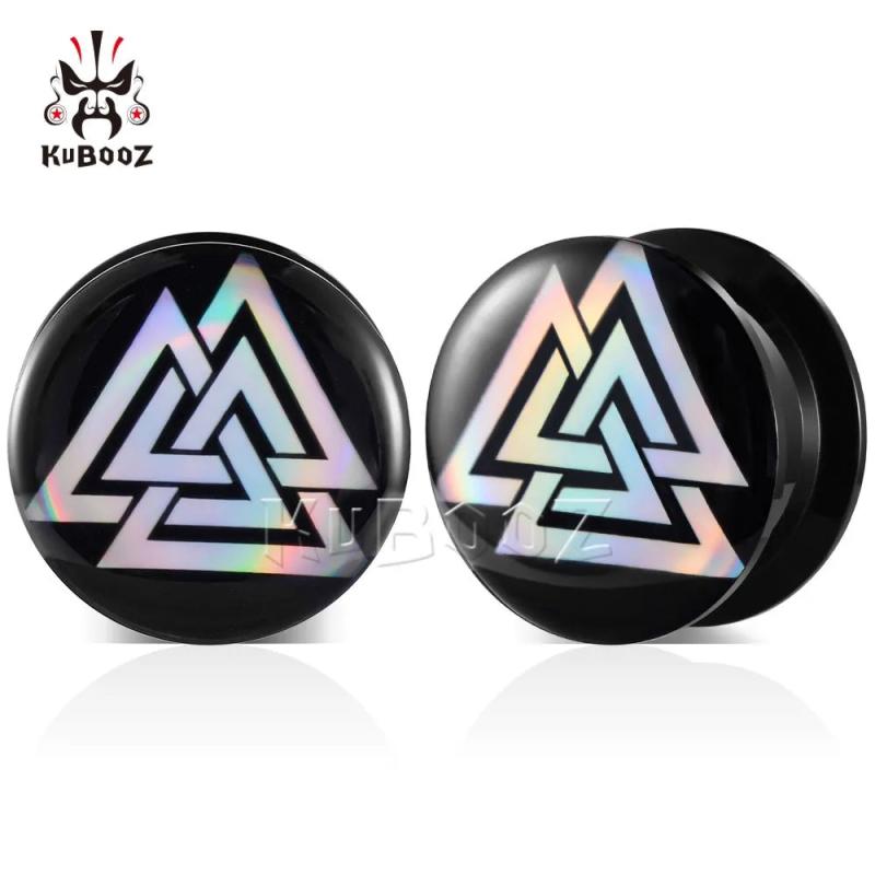 Acrylic Colored Triangle Logo Ear Tunnels Gauges Plugs Earring