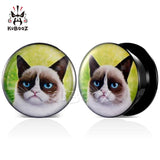 Acrylic Cat Logo Ear Tunnels Earring Plugs Piercing Body Jewelry 2PCS