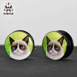 Acrylic Cat Logo Ear Tunnels Earring Plugs Piercing Body Jewelry 2PCS