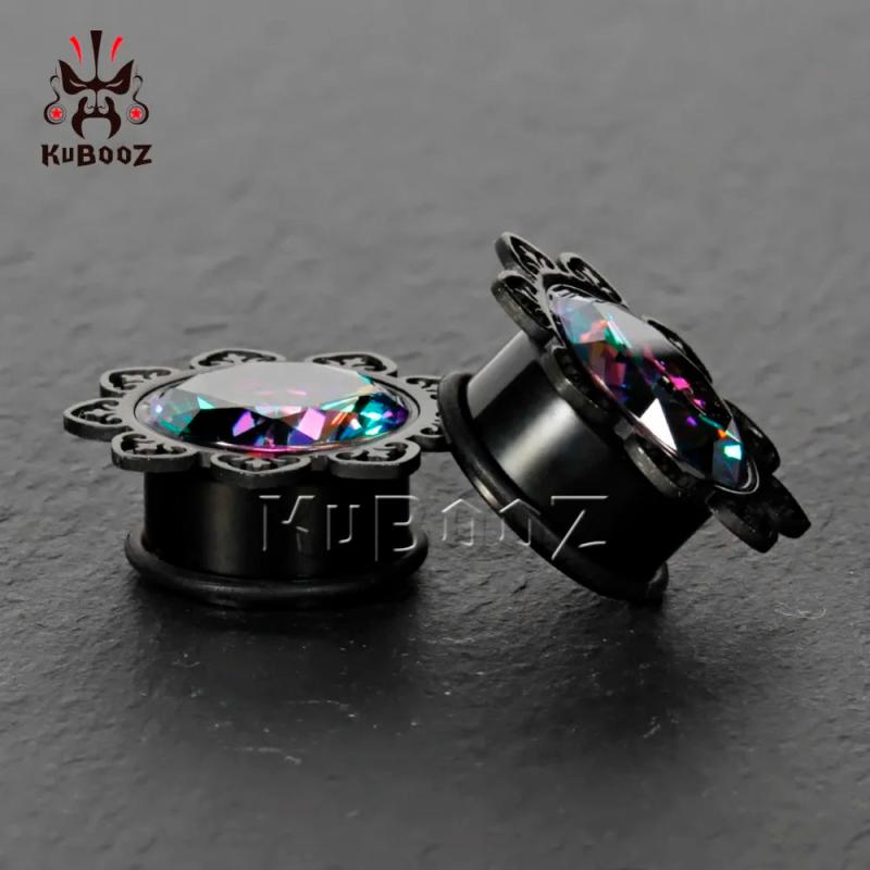 Stainless Steel Zircon Ear Plugs Piercing Tunnels Gauges Body Jewelry