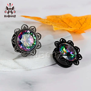 Stainless Steel Zircon Ear Plugs Piercing Tunnels Gauges Body Jewelry