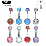 G23 Titanium Opal Zircon Belly Button Ring