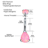 G23 Titanium Opal Zircon Belly Button Ring