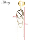 2pcs Stainless Steel Lady Face Chain Pearl Ear Plugs Tunnel Expander Stretcher