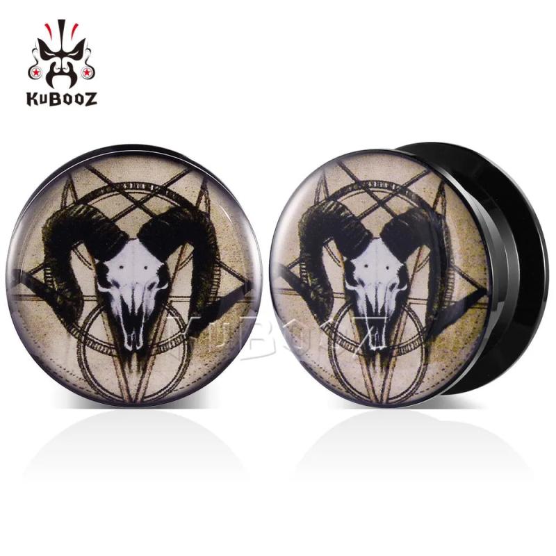 Acrylic Pentagram Sheep-head Ear Tunnels Gauges Plugs Body Jewelry 2PCS