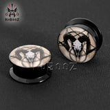 Acrylic Pentagram Sheep-head Ear Tunnels Gauges Plugs Body Jewelry 2PCS