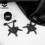 316 Stainless Steel Pentagram Ear Gauges Tunnel Hangers