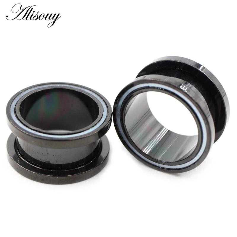 2PCS Stainless Steel Shell Round Pulley Ear Plug Tunnel Expander Gauges