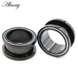 2PCS Stainless Steel Shell Round Pulley Ear Plug Tunnel Expander Gauges