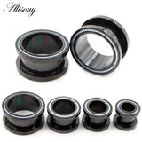 2PCS Stainless Steel Shell Round Pulley Ear Plug Tunnel Expander Gauges
