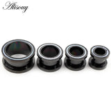 2PCS Stainless Steel Shell Round Pulley Ear Plug Tunnel Expander Gauges