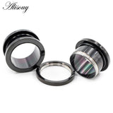 2PCS Stainless Steel Shell Round Pulley Ear Plug Tunnel Expander Gauges