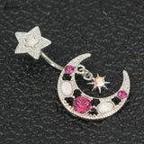 Dual Stars Sun Belly Piercing Surgical Steel Bar Navel Piercing Jewelry