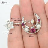 Dual Stars Sun Belly Piercing Surgical Steel Bar Navel Piercing Jewelry