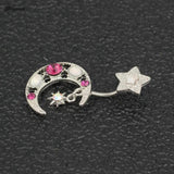 Dual Stars Sun Belly Piercing Surgical Steel Bar Navel Piercing Jewelry