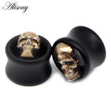 2PCS Wood Ear Plug Flesh Tunnels Skull Star Shape Body Piercing Jewelry