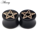 2PCS Wood Ear Plug Flesh Tunnels Skull Star Shape Body Piercing Jewelry