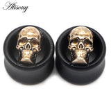 2PCS Wood Ear Plug Flesh Tunnels Skull Star Shape Body Piercing Jewelry