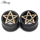 2PCS Wood Ear Plug Flesh Tunnels Skull Star Shape Body Piercing Jewelry