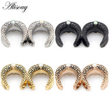 2pcs Opal Stainless Steel Saddle Ear Tunnel Plug Expander Piercing Earrings