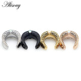 2pcs Opal Stainless Steel Saddle Ear Tunnel Plug Expander Piercing Earrings