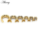 2pcs Opal Stainless Steel Saddle Ear Tunnel Plug Expander Piercing Earrings