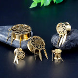 Stainless Steel Dream Catcher Flower Pattern Ear Plugs Dangle Tunnels