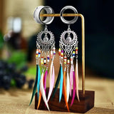 Stainless Steel Ear Plug Feather Dangle Ear Flesh Tunnel Plug Ear Gauges