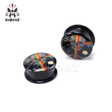 Acrylic Crying Rainbow Skull Ear Plugs 6-30mm 2PCS