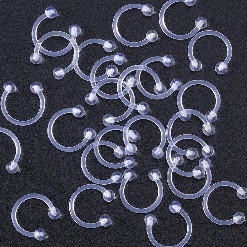 5pcs Clear Acrylic Nose Ring Hoop 16G Body Jewelry